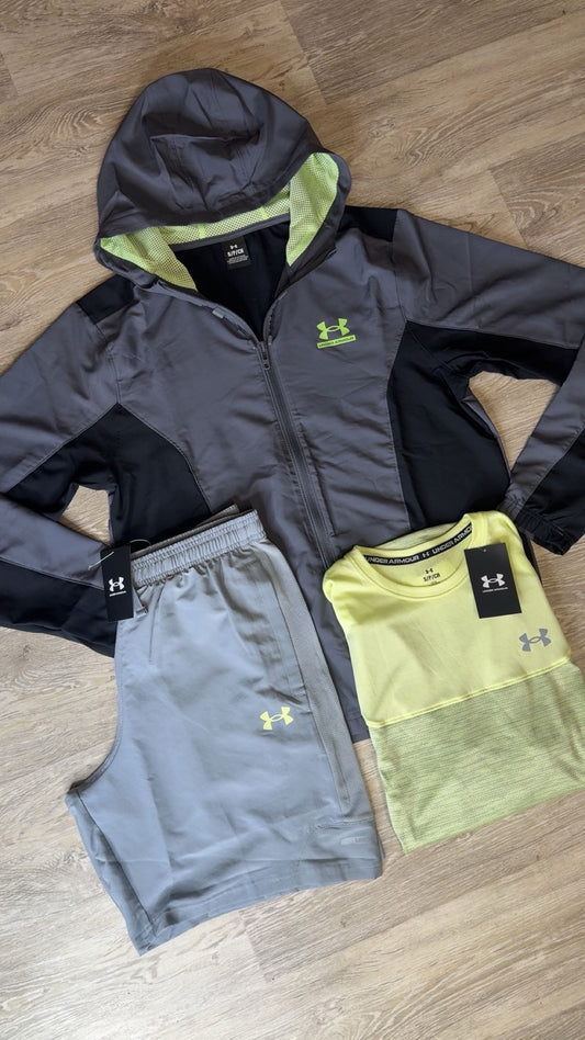 Under Armour 3-Piece Short Set Grey/Neon