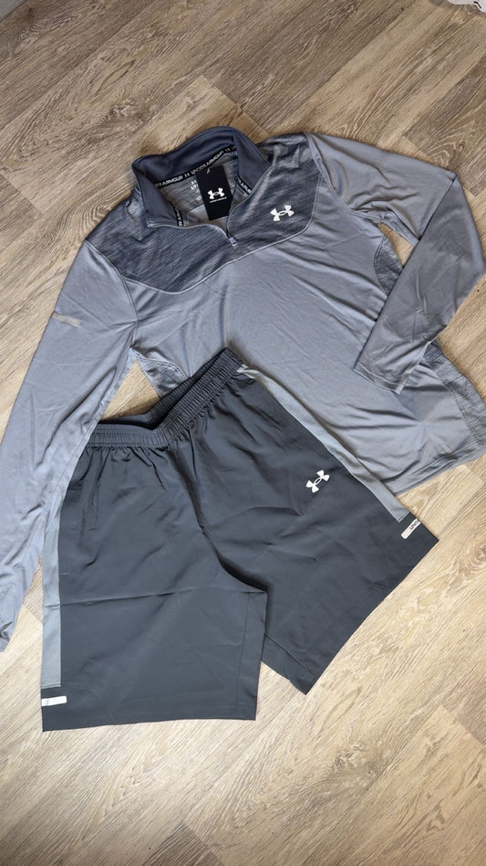 Under Armour 1/4 Zip Short Set Grey
