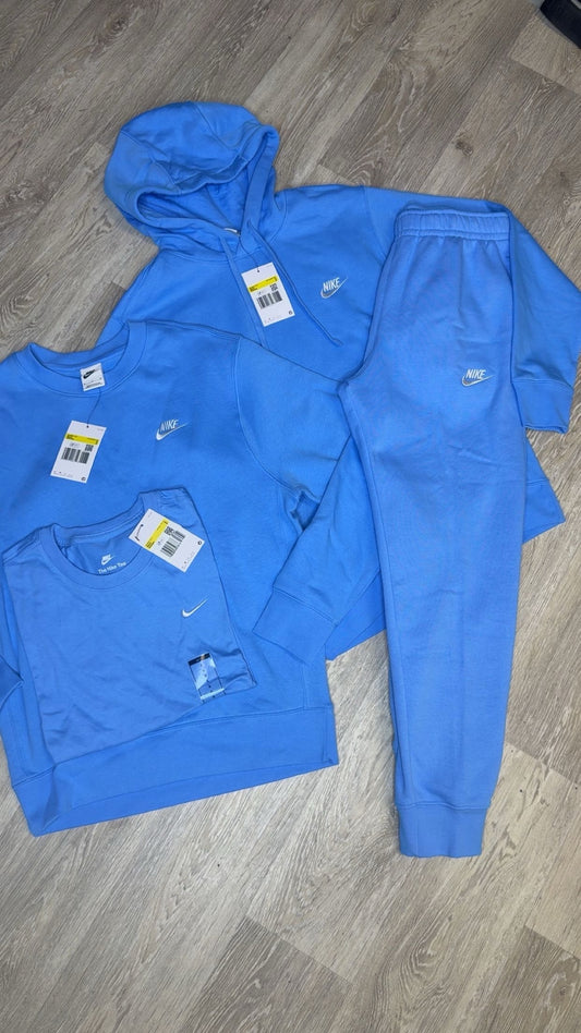 Nike Hoodie/Joggers/Crewneck/T-Shirt Tracksuit Set Baby Blue