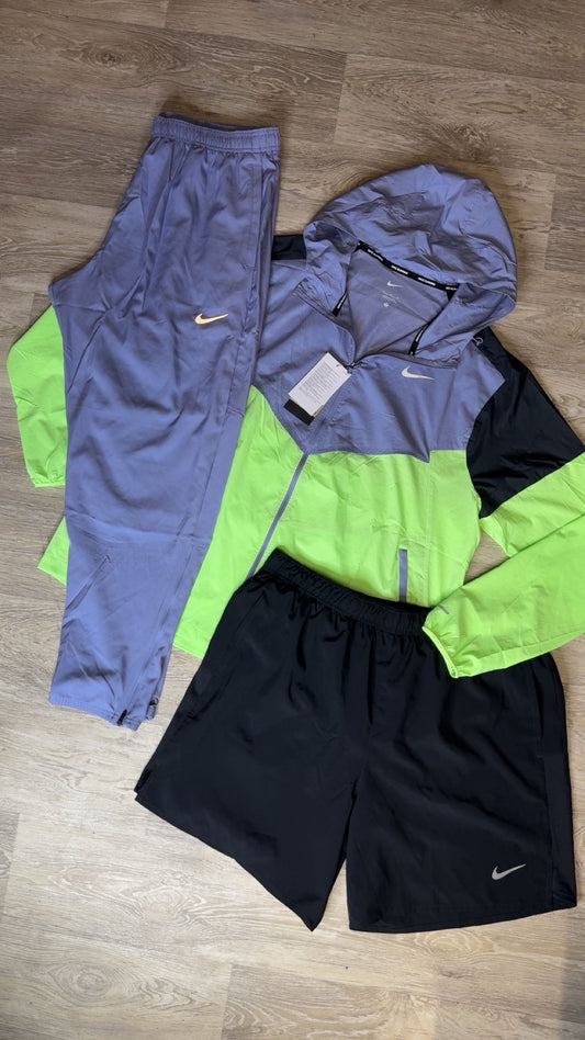 Nike Windrunner Joggers & Short Set Neon/Purple/Black