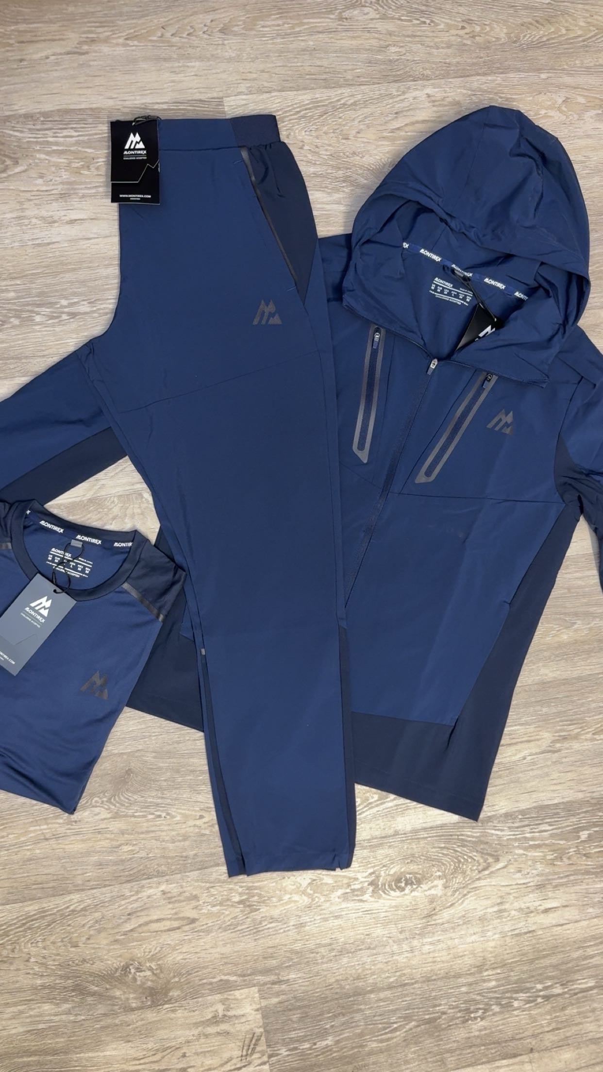 Montirex Torrent Windbreaker Jacket Tracksuit with T-Shirt Navy Blue