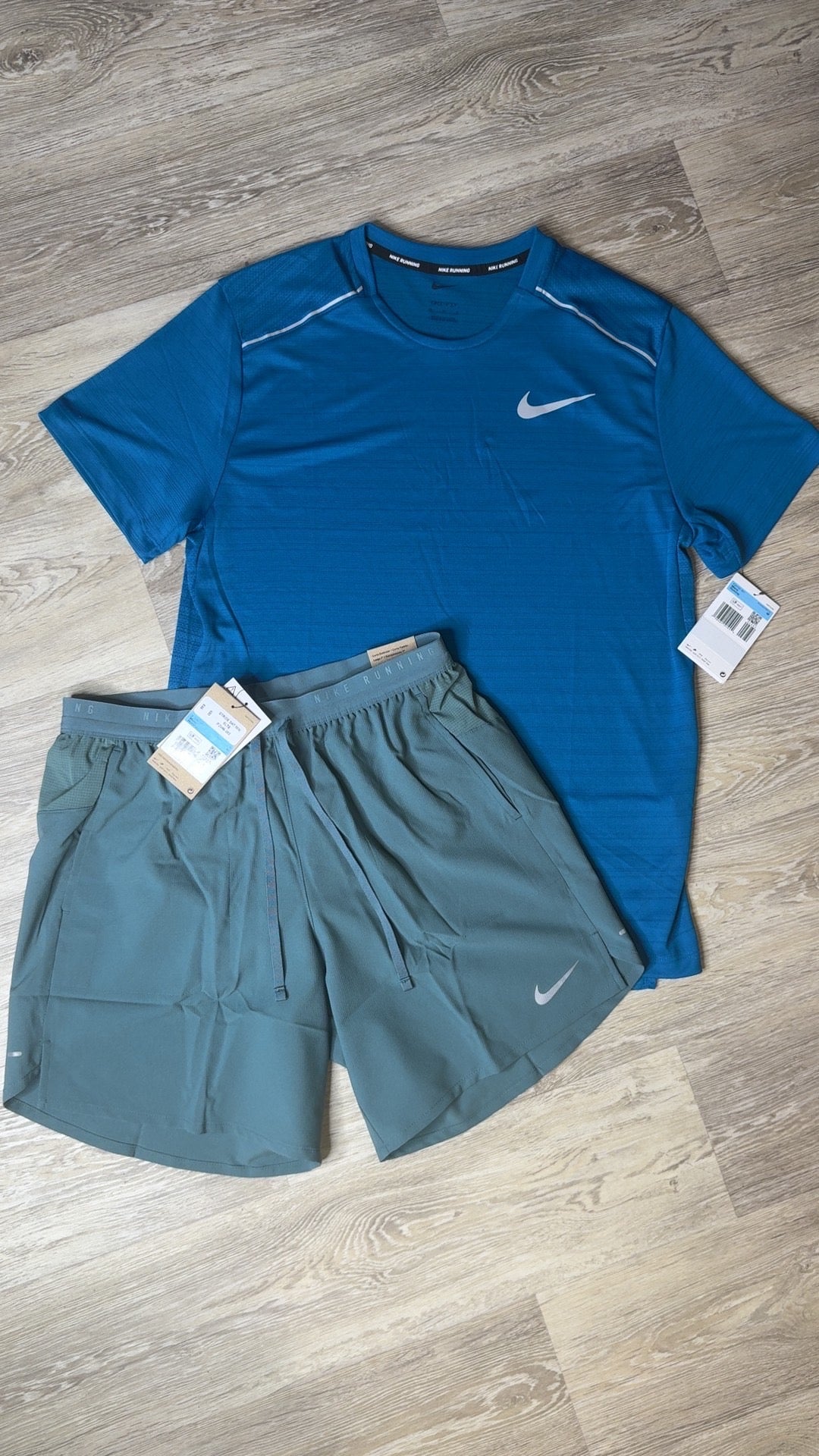 Nike Miler T-Shirt & Short Set Blue / Green