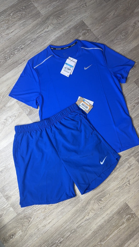 Nike Miler T-Shirt & Short Set in Royal Blue