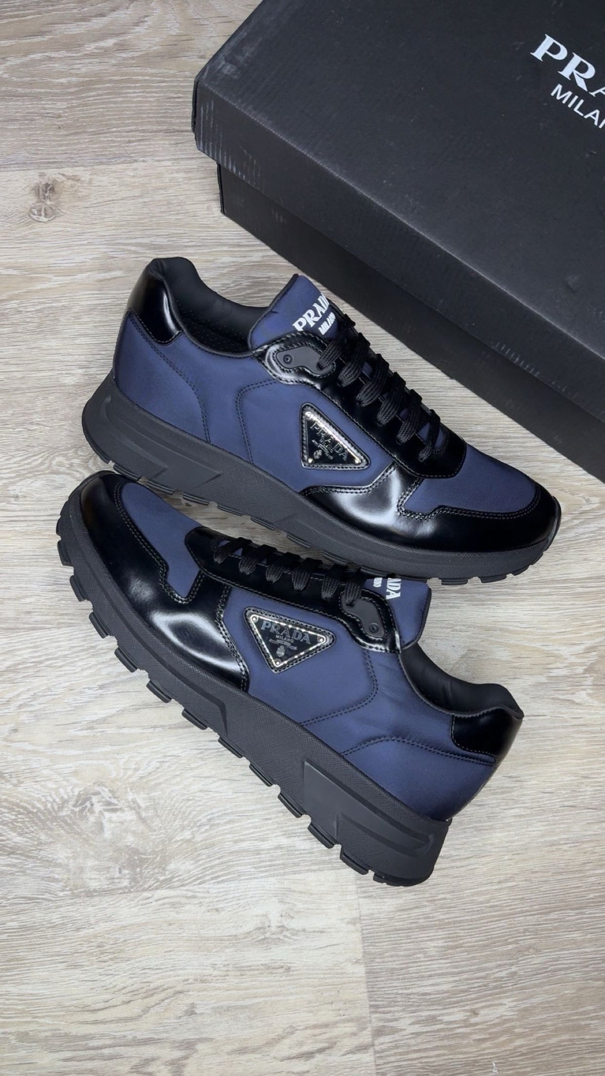 Prada Re-Nylon Trainers in Navy Blue