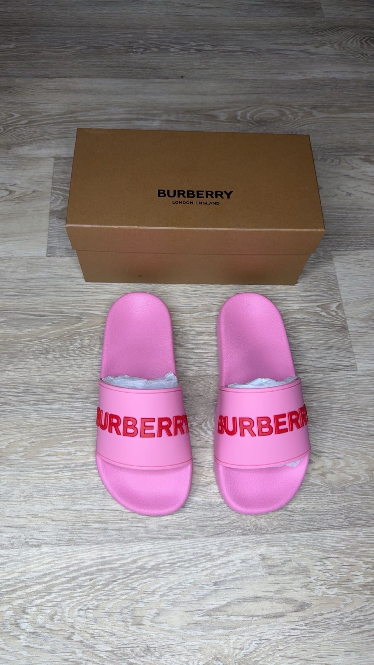 Burberry Logo Slides in Pink